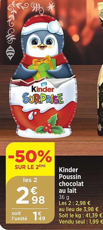 kinder poussin chocolat au lait