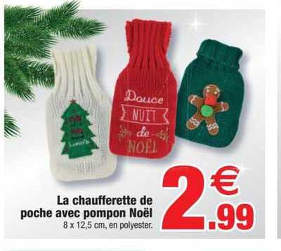 la chaufferette de poche avec pompon noël