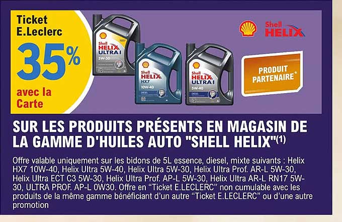 la gamme d'huiles auto "shell hélix"