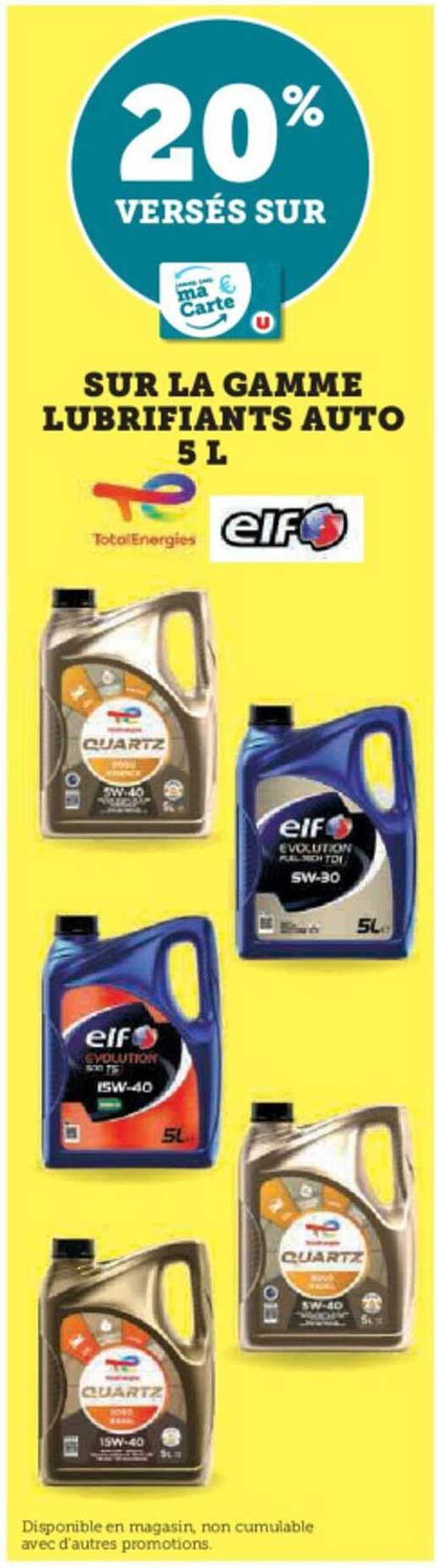 la gamme lubribifiants auto 5l total énergies, elf