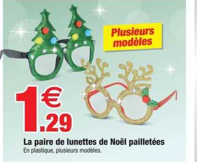 la paire de lunettes de noël pailletées