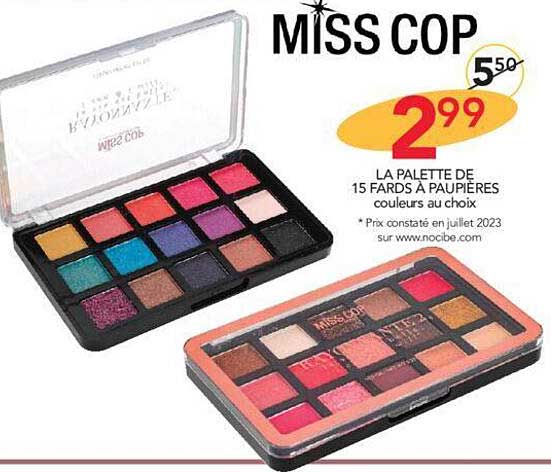 la palette de 15 fards à paupières miss cop