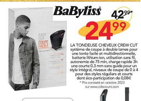 la tondeuse cheveux crew cut babyliss