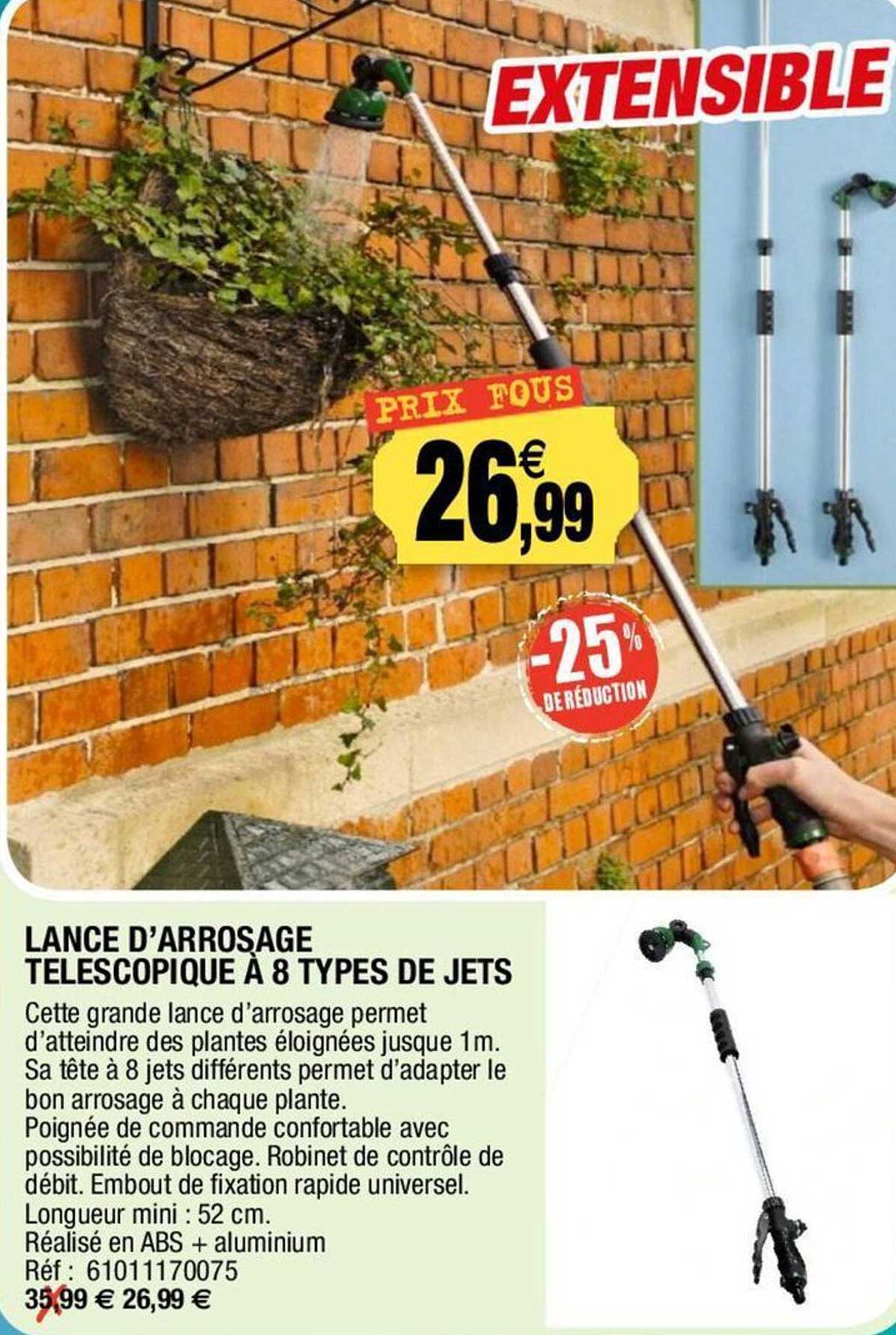 lance d'arrosage telescopique à 8 types de jets