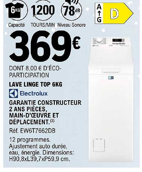 lave linge top 6 kg electrolux