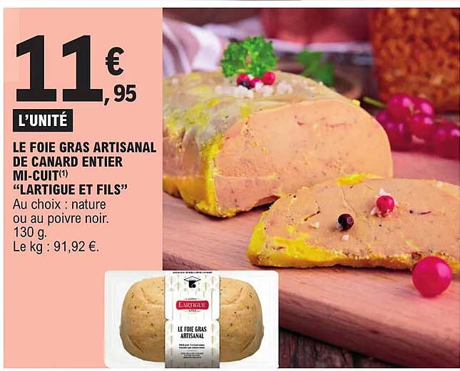 le foie gras artisanal de canard entier mi-cuit "lartigue et fils"