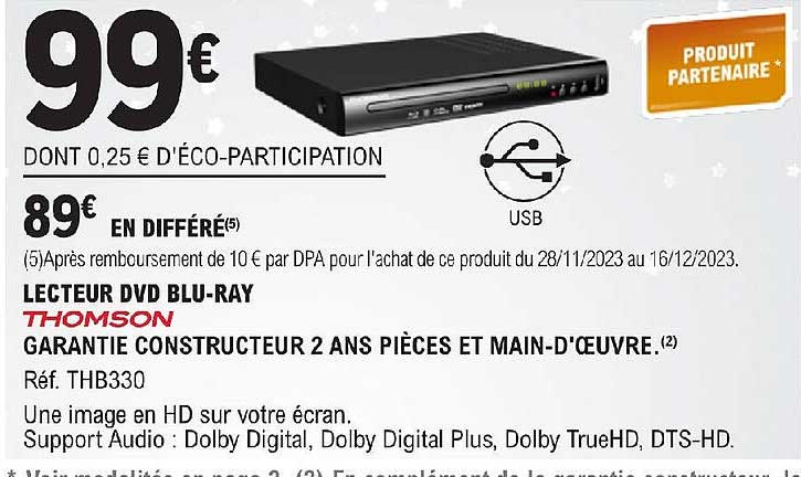 lecteur dvd blu-ray thomson