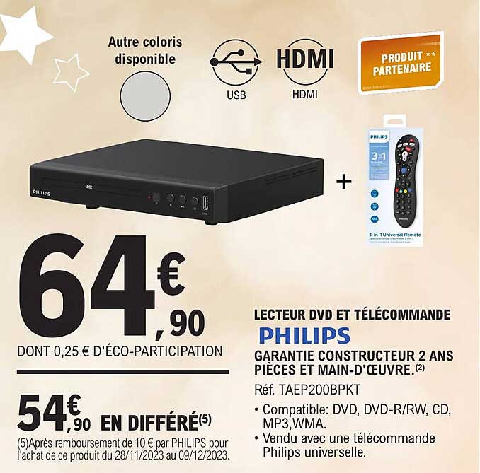 lecteur dvd et télécommande philips