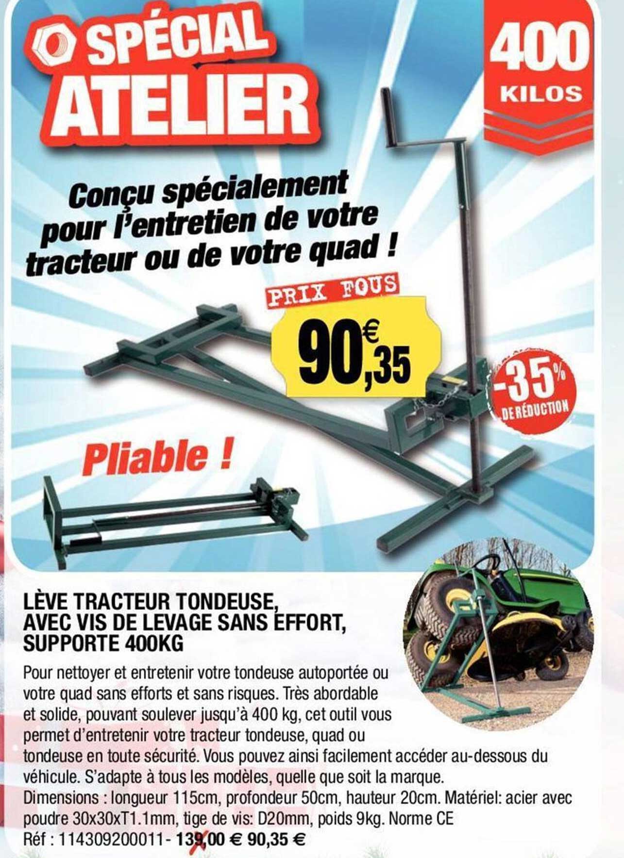 lève tracteur tondeuse avec vis de levage sans effort support 400kg