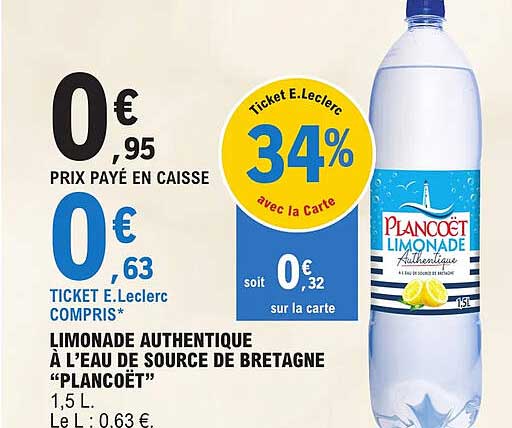 limonade authentique à l'eau de source de bretagne "plancoët"
