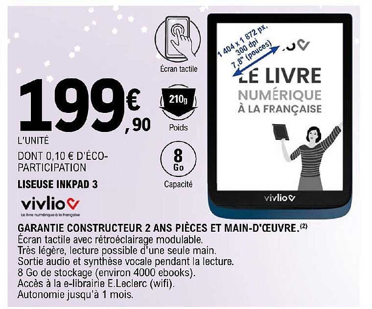 Liseuse Inkpad 3 Vivlio