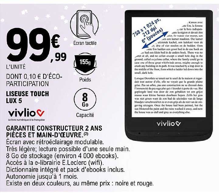 liseuse touch lux 5 vivlio