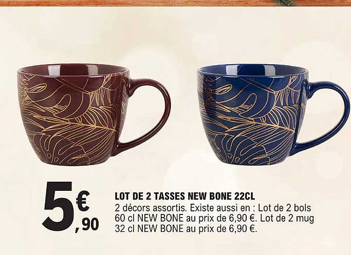 lot de 2 tasses new bone 22 cl
