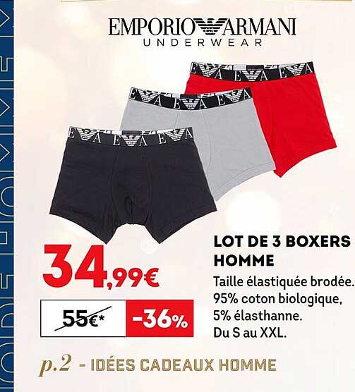 lot de 3 boxers homme emporio armani underwear