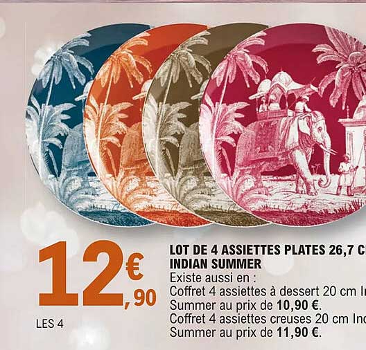 lot de 4 assiettes plates 26,7 cm indian summer