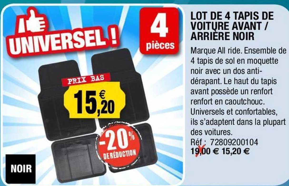lot de 4 tapis de voiture avant / arrière noir