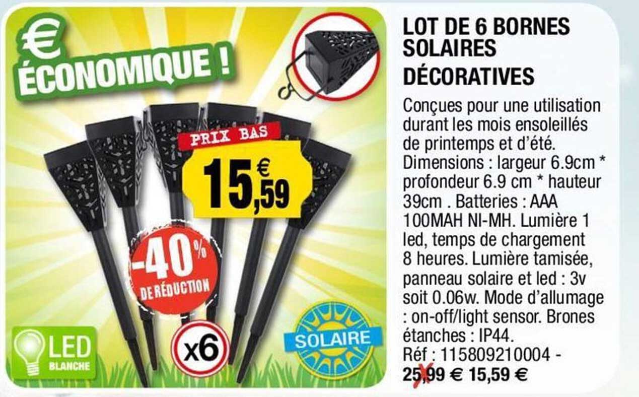 lot de 6 bornes solaires décoratives