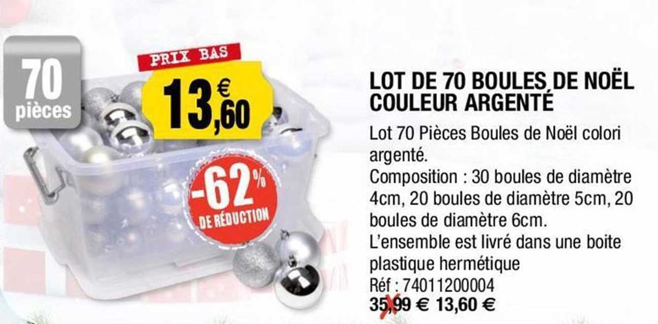 Lot De 70 Boules De Noël Couleur Argenté