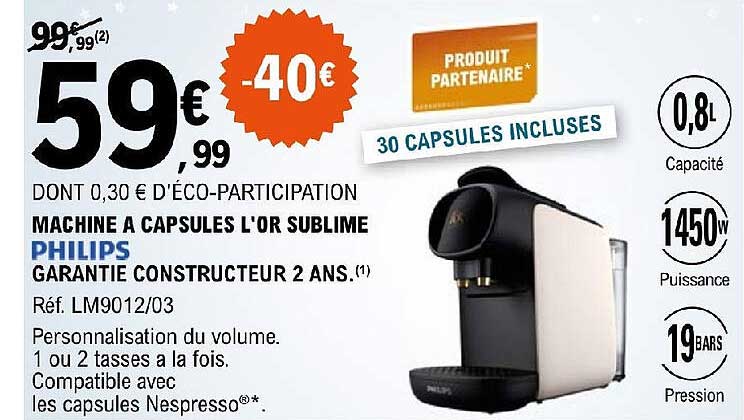 machine à capsules l'or sublime philips