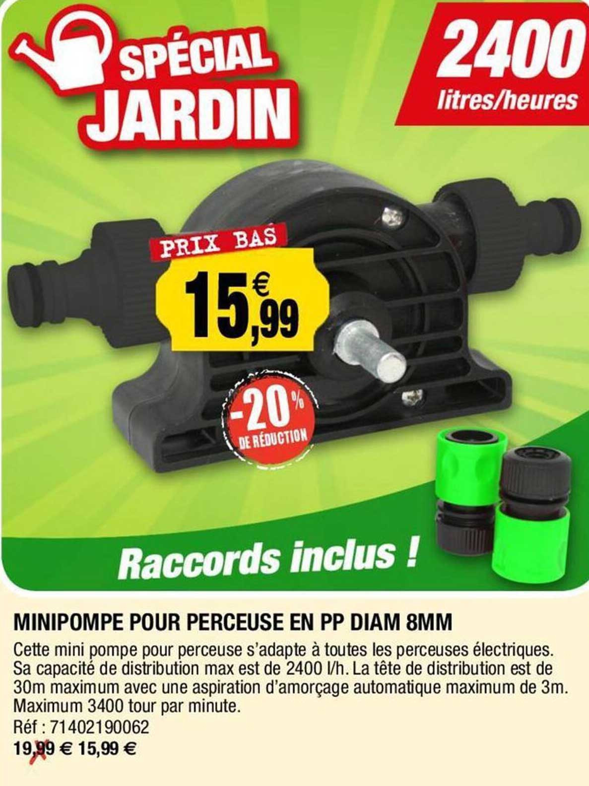minipompe pour perceuse en pp diam 8 mm