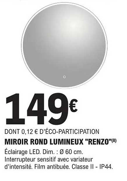 miroir rond lumineux "renzo"