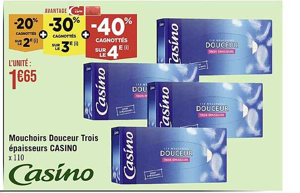 mouchoirs douceur trois épaisseurs casino