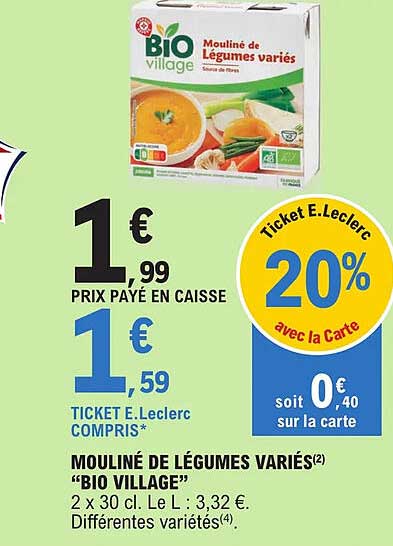 mouliné de légumes variés "bio village"