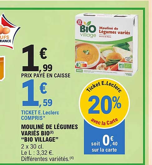 mouliné de légumes variés bio "bio village"