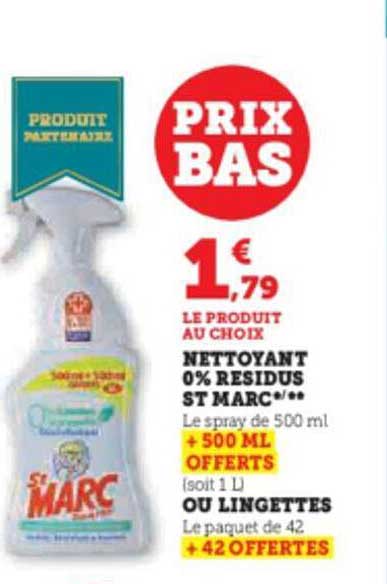 nettoyant 0% résidus st marc ou lingettes
