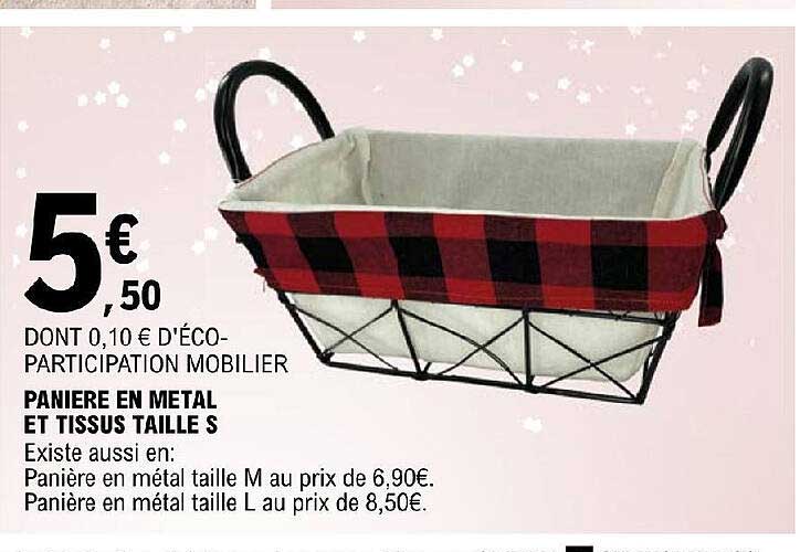 Panière En Métal Et Tissus Taille S
