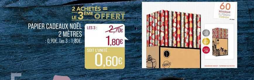papier cadeau noël 2 mètres 2 achetés = le 3ème offert