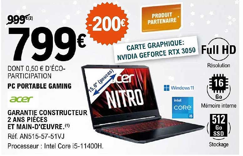 Pc Portable Gaming 15,6" Acer