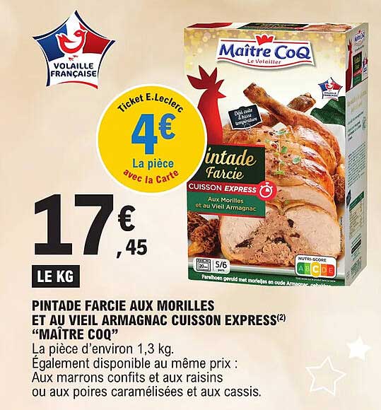pintade farcie aux morilles et au vieil armagnac cuisson express "maître coq"