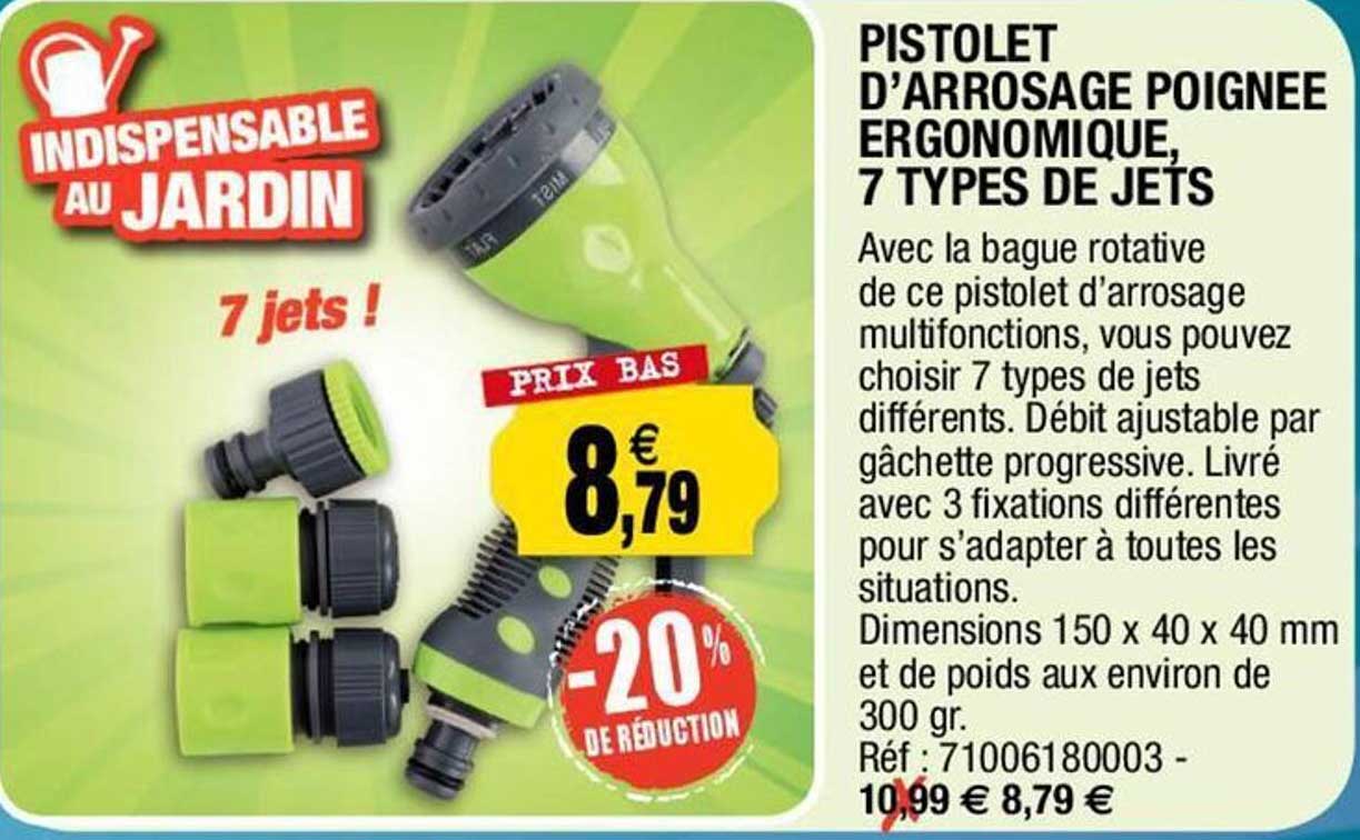 pistolet d'arrosage poignée ergonomique 7 types de jets
