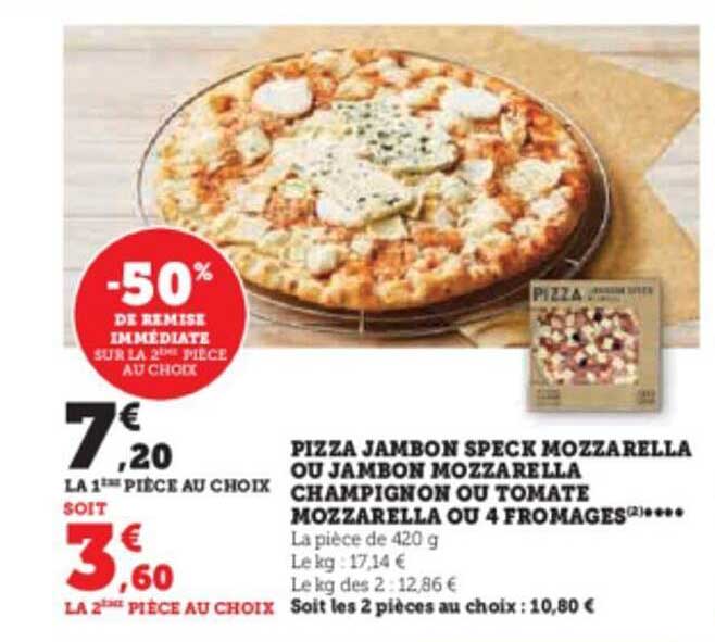 Pizza Jambon Speck Mozzarella Ou Jambon Mozzarella Champignon Ou Tomate Mozzarella Ou 4 Fromages