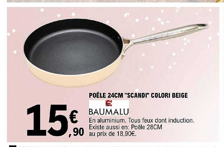 poêle 24 cm "scandi" colori beige baumalu