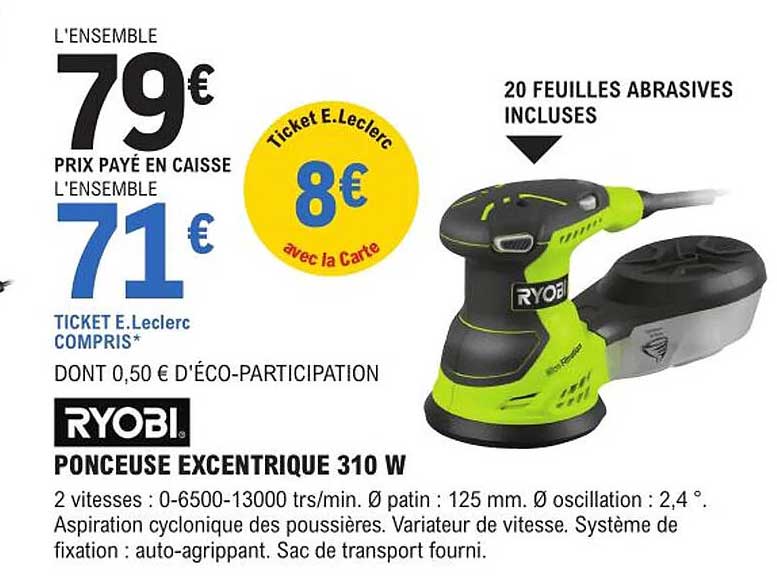 ponceuse excentrique 310 w ryobi