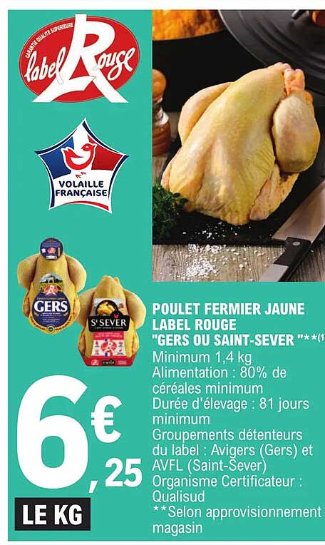 Poulet Fermier Jaune Label Rouge "gers Ou Saint-sever"