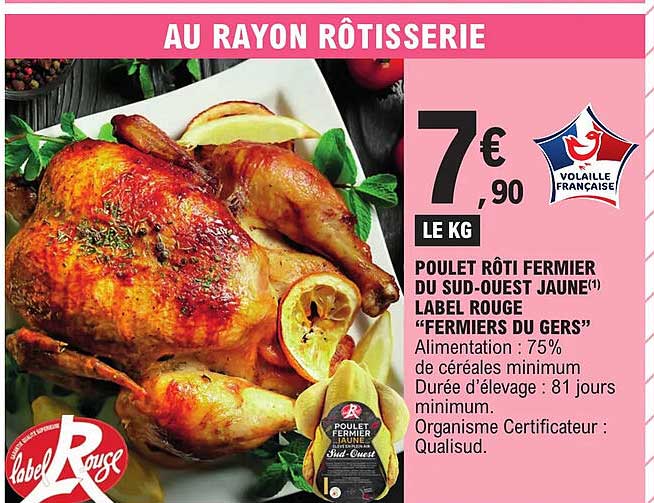 Poulet Rôti Fermier Du Sud-ouest Jaune Label Rouge "fermiers Du Gers"