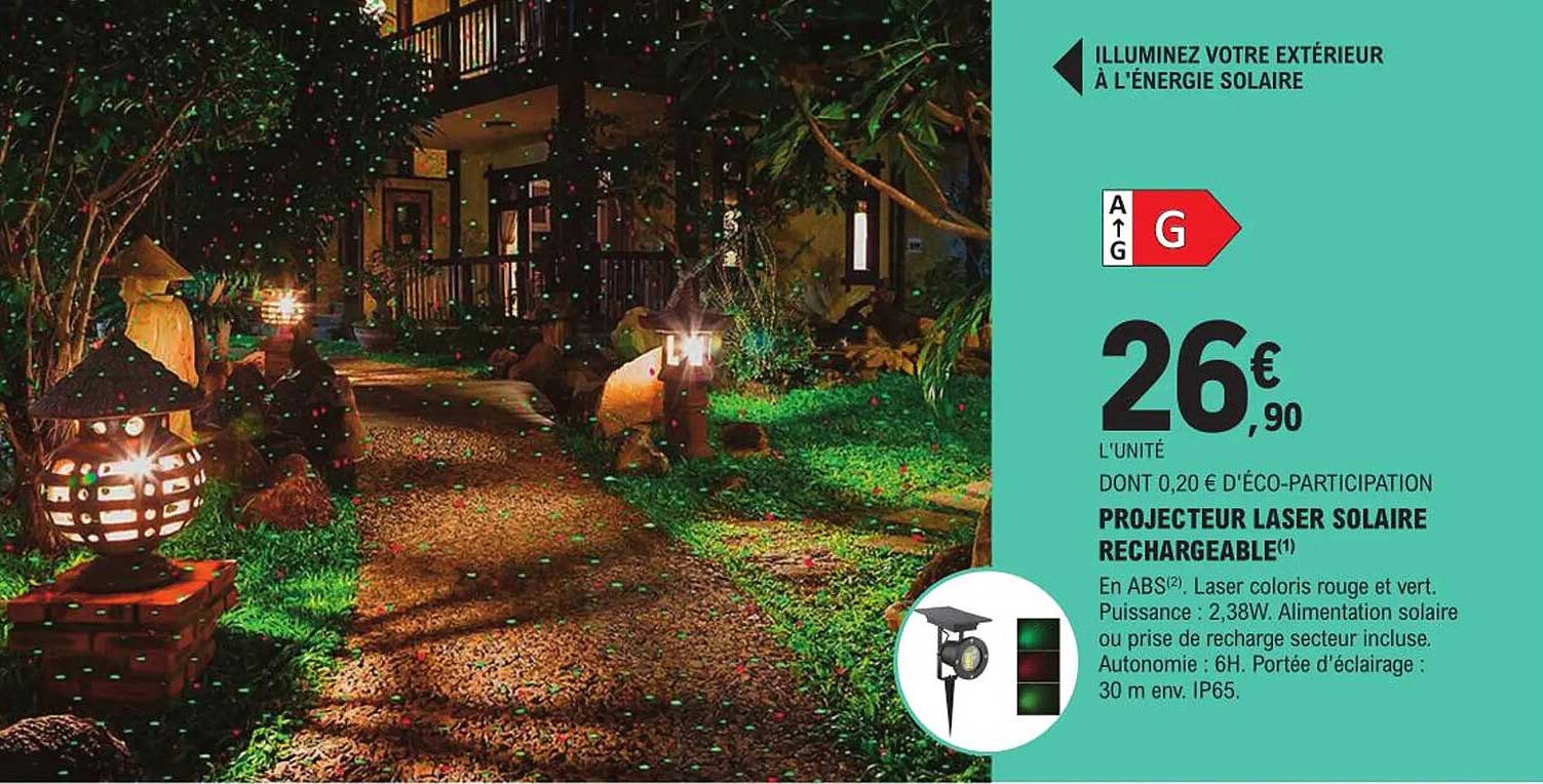 Projecteur Laser Solaire Rechargeable