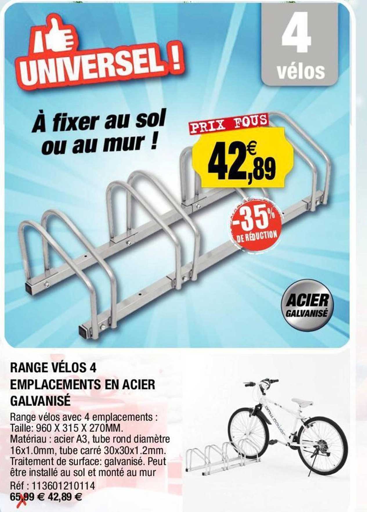 range vélos 4 emplacements en acier galvanisé