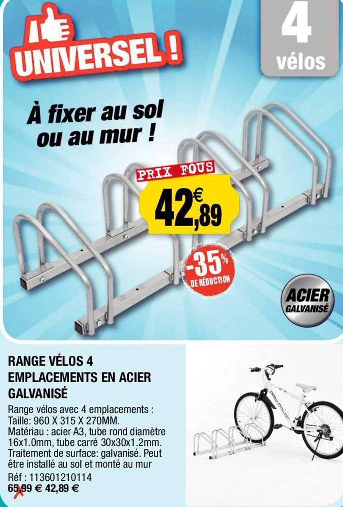 range vélos 4 emplacements en acier galvanisé