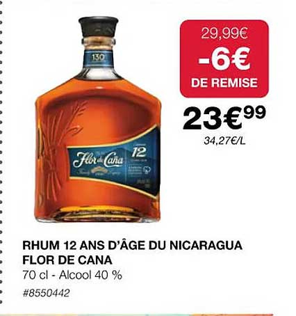 rhum 12 ans d'âge du nicaragua flor de cana