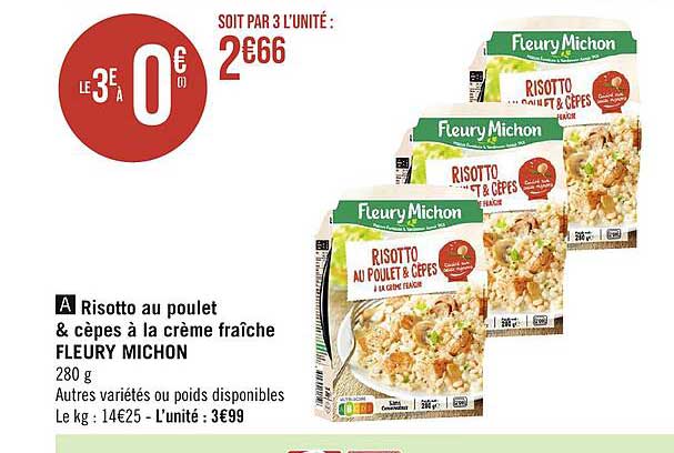 risotto au poulet & cèpes à la crème fraîche fleury michon