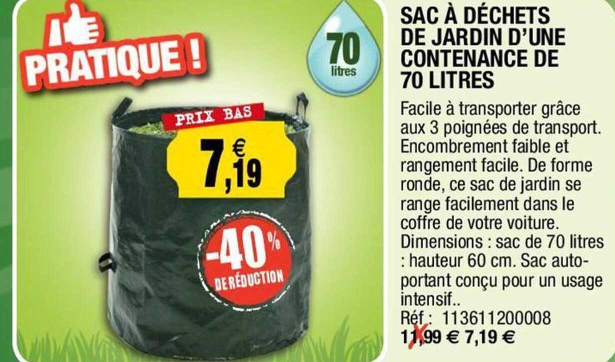 sac à déchets de jardin d'une contenance de 70 litres