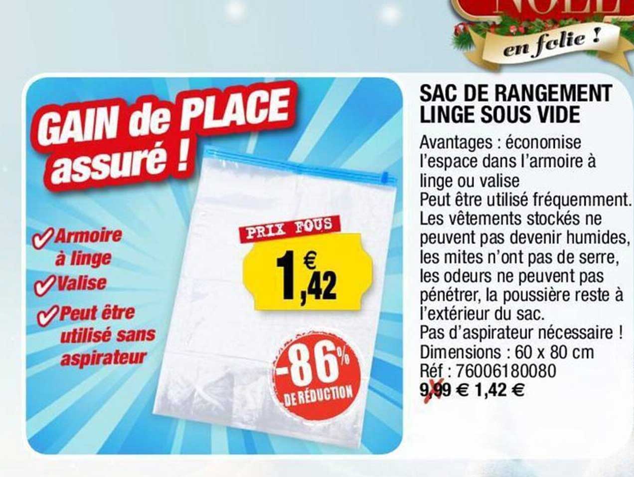 sac de rangement linge sous vide