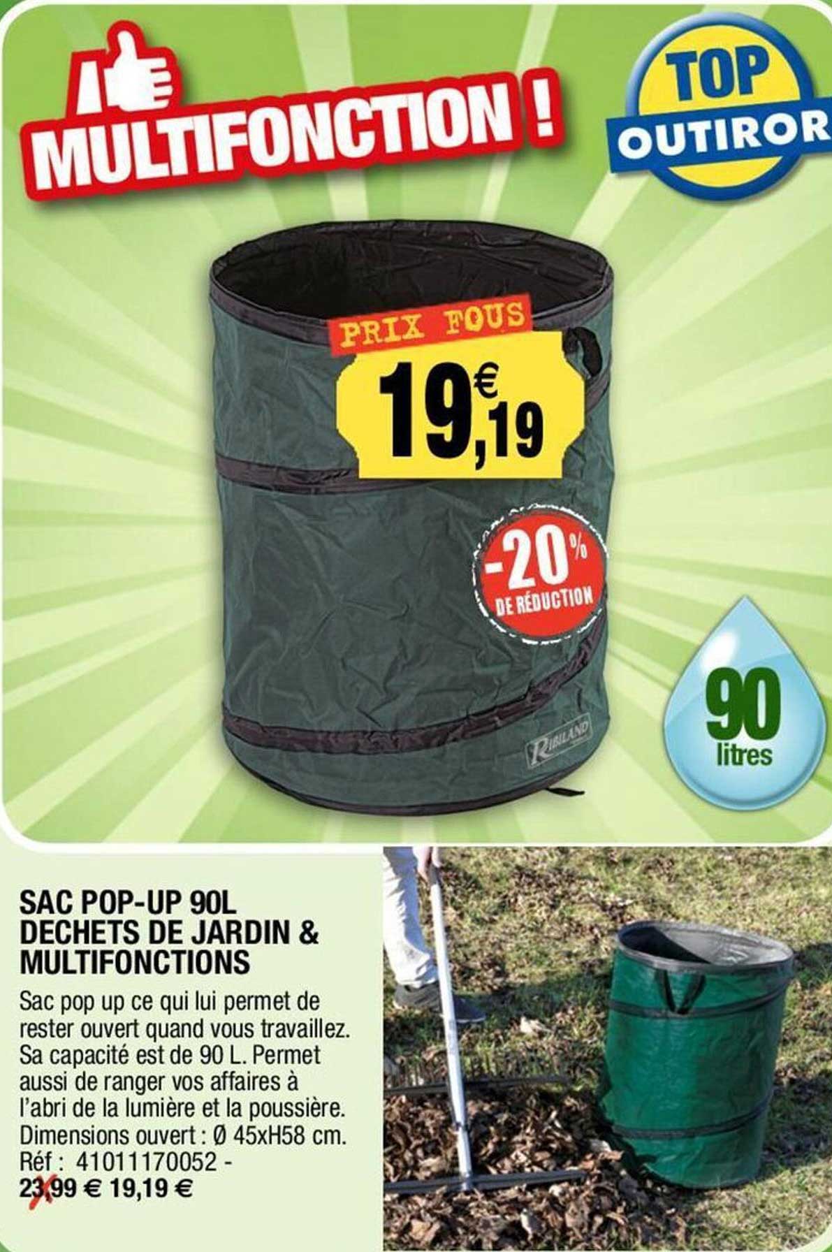 sac pop-up 90l dechets de jardin & multifonctions