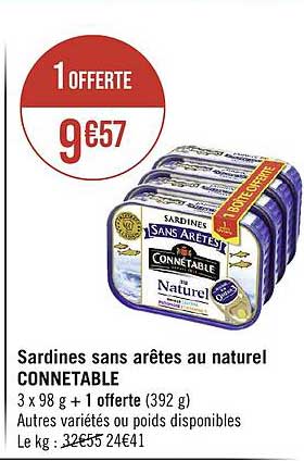 sardines sans arêtes au naturel connétable