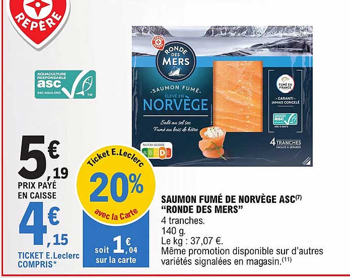 saumon fumé de norvège asc "ronde des mers"