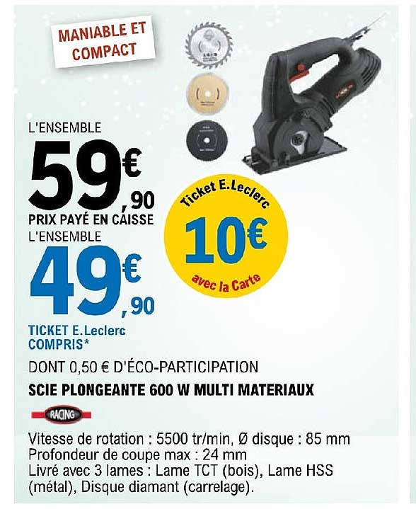 scie plongeante 600 w multi matériaux racing